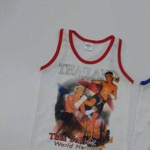 Paintmylove เสื้อกล้ามเด็กกุ้นแขนThaiand สกรีนลายมวย ผ้าcotton100%เบอร์32 ใส่ได้ทั้งชายและหญิง T11