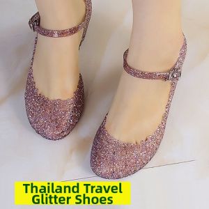 Plastic Crystal Jelly Look Wedge Sandals for Women Soft Bottom