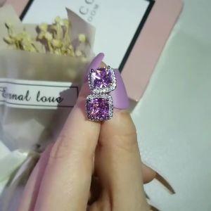 2023 New Arrivals Fashion Luxury Silver Color Korean Zircon Stud Pink Earing Earrings For Women Girl Party Gift Jewelry Z7