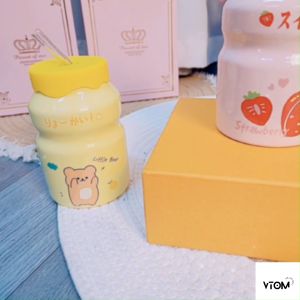 Japanese Strawberry Mug 500ml Cute Unique Shape Coffee Cup Strawberry Rabbit Pineapple Little Bear Birthday Gift Set For Women With Gift Box