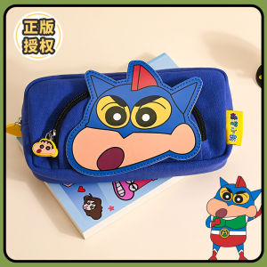 Bandai | Anime Crayon Shin-Chan Three-Dimensional Pencil Case Black Pen Student Cartoon Stationery Box School Supplies Pen Bag Gifts