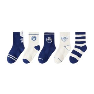 Striped Sports Children Boys Mid-calf Socks Letter Cool Skin-friendy Comfortable Cotton Solid Anti-pilling Socks For Kids Boys