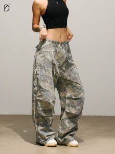 Quần Làm Việc Họa Tiết Lá Cây Nhẹ Chống Mài Mòn Rộng Rãi Phong Cách Hip Hop Quần Điêu Luyện Mùa Hè SMILEDDD