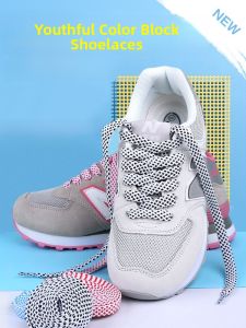 Colorful Flat Laces for Men And Women Casual Sports Shoes Black And White Thick Double Color Shoelaces Trendy Personalized