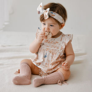 OAK FAMILY | Oak Family Summer Bubble Sleeve Baby Romper Newborn Girl Clothes One Year Old Baby Clothes Crawler Suit Pure Cotton Casual Style