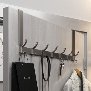 Wall-Mounted Door Back Clothes Hanger No-Drilling Bathroom Traceless Storage Rack Clothes Storage Organizer Space Saver