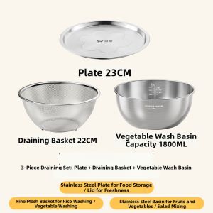 Suncha | 304 Stainless Steel Prep And Wash Basins With Drain Basket 6pcs