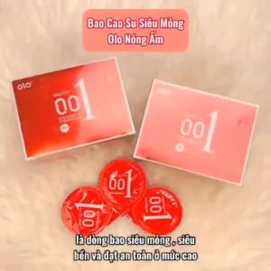 Bao cao su OLO New Three 001 Jelly Red Hyaluronic Acid - Có gai nhiều gel nóng ấm ( Hộp 10 chiếc)