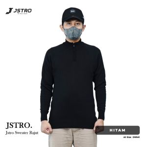 Jstro Sweater Rajut Hitam Polos