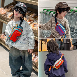 Cool Fashionable Kids Crossbody Bag Baby Boys Outdoor Sports Color Block Chest Bag Girls Stylish Coin Slant Bag Utility Belt Bag