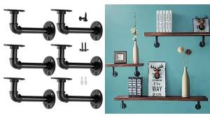 2pcs Industrial Shelf Brackets: DIY Rustic Shelves & Floating Storage Solutions