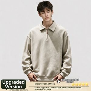 Wood soon | Mens Casual Loose American Style Long Sleeve Polo Shirt