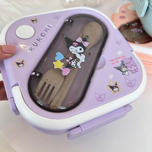 Cute Cartoon Plastic Lunch Box Microwaveable Three Grid Japanese and Korean Lunch Box Student Office Worker Crisper Bento Box Cute
