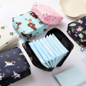 【PrettySet】Women Túi Đựng Băng Vệ Sinh Cầm Tay Túi Đựng Đồ Trang Điểm Du Lịch Bằng Cotton Ví Đựng Tiền Xu Có Khóa Kéo Văn Chương Túi Đựng Đồ Lặt Vặt