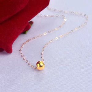 Real Gold 18K Jewelry Necklace Pure Gold Bead Pendant Pure AU750 Womens Wedding Jewelry Gift D503