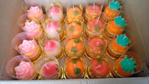 MJ Lilin Sembahyang Lilin Dekorasi Model Buah Bunga 1 Set Isi 2 Pcs / Candle Motif Fruit 8 Jam