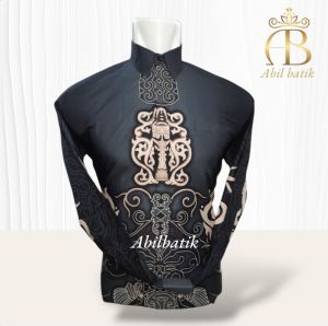 Batik Couple Ayah dan Anak Katun Solo Premium Hitam Abu