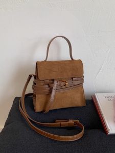 Retro Suede Crossbody Bag Womens Handbag 2025 New Small Design Durable Matte Strap Buckle Bag Fashionable Versatile Tote