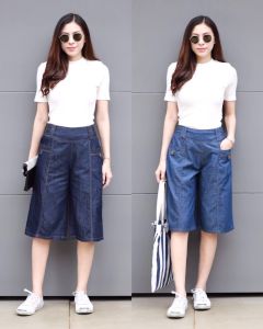 3 ส่วน ผ้ายีนส์ฟอก กางเกงขา กางเกงขากระบอก 3 ส่วนผู้หญิง 4 ส่วนผ้ายีนส์ฟอก กางเกงสามส่วนหญิง 3 ส่วนลำลองผญ กางเกงยีนส์ 3 ส่วน