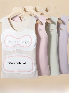MiiOW | Thickened Cashmere Childrens Warm Vest Autumn Winter New 2025 Patchwork Belly Protection Vest No Bra Needed Girls Patch