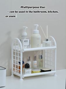 Locaupin 2Layer Desktop Storage Multifunctional Plastic Organizer Box Multilayer Display Rack For Study Table Countertop