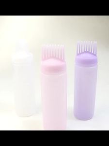 Silicone Shampoo Brush Head Scalp Massage Comb Hair Dye Tint Oil Applicator Bottle with Brush Barber Salon Hair Styling Tools