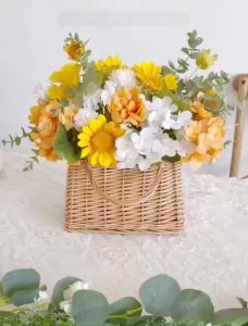 Giỏ Hoa Lụa Giỏ Hoa Cắm Sẵn Nhiều Màu Sắc Dùng Để Làm Quà Tặng Khai Trương Sinh Nhật DG-441