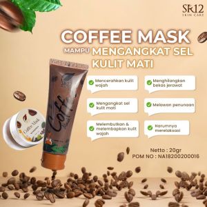 COFFEE MASK SR12 PEELING NATURAL / MASKER PEELING KOPI HERBAL MENGATASI KOMEDO FLEK HITAM BEKAS JERAWAT