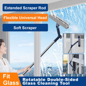 2in1 Highrise Glass Brush Window with Squeegee and Mini Brush Rotatable Glass Wiper Home Cleaning Tool for GlassWalls and Floor