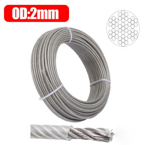 10M Stainless Steel Wires Ropes 1-3mm Rustproof Lifting Line Aircraft Cable Wire Ropes for Yard Zipline Deck Railing