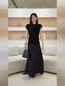Linen Dotted Hem Lace Trim Casual Skirt
