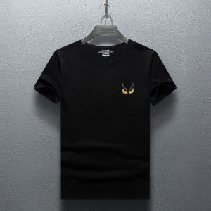 Summer 2025 Mens Slim Fit Short Sleeve T-Shirt Rhinestone Embellished Base Layer Half Sleeve Korean Style Trendy Youth Cotton Polyester