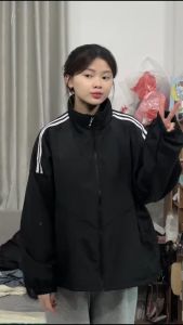 Áo Khoác Dù Viền Sọc form boxy nam nữ khoác chống nước nhẹ dù 2 lớp dày dặn có túi trong