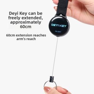 DEYIKEY | Anti-Loss Anti-Theft Climbing Carabiner with Black Elastic Fabric Strap and Coated Steel Wire Rope