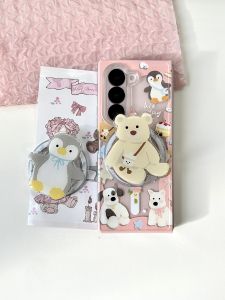 Samsung ZFold7 ZFold6 ZFold5 ZFold4 ZF3 Magnetic Absorption Foldable Screen Phone Case with Stand Cute Hard Shell Lightweight Luxury Anti-Fall