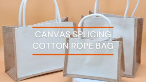 PROPRINTZ Portable Canvas Bag Splicing Cotton Rope Bag