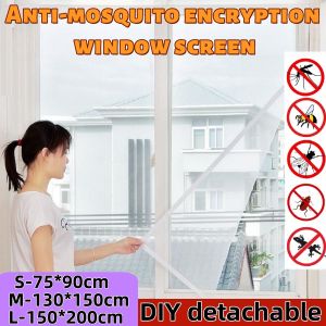 Anti Mosquito Net DIY gauze detachable Adjustable S/M/L Large Window Screen Velcro window net household Simple Insect Fly Bug Mosquito Moth Door Netting screen mosquito net (BlackGrayWhite)