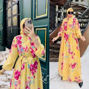 GAMIS TERBARU SYARI SYARI TRENDI BRANDED PRODUK PREMIUM FASHION MODERN MEWAH ELEGAN BAJU DRESS ETNIK MUSLIM BATIK ETNIK LOLI SETCEL & SCARF