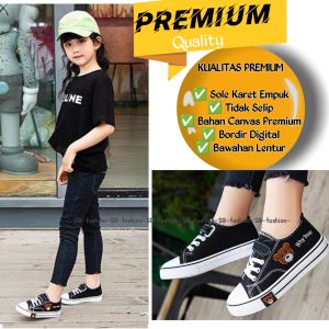 sepatu spatu flat sneakers sneaker anak perempuan cewek warna hitam usia umur 3 - 4 tahun 5-6 tahun 7-8 tahun warna hitam karaktet boneka / sepatu hitam anak putri putra perempuan sekolah sd smp tk warna hitam karaktet boneka