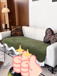 Elegant Chenille Sofa Mat Four Season Suitable Seat Cushion Fixed Non - Slip Washable Straight Row Sofa Protective Cover Cloth Towel Sofa Mat Comfortable Minimalist Sofa Cushion