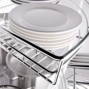 Mâm xoay inox nan tròn Eurogold EXT18080 cho tủ góc bếp dưới xoay 180 độ giúp lấy xoong nồi góc tủ