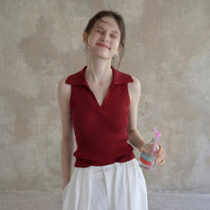 DUOFEIYAN | Vintage French Style Red V-Neck Knit Vest
