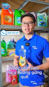 Nước rửa chén Clara - Hương gừng quế - chai 750g - chén bát sạch bong khử mùi hiệu quả