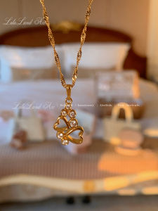 Lala Land Acc/Cupid Heart Shaped Necklace Sparkling Diamond Clavicle Chain French Romantic Style Mixed Material Jewelry for Women