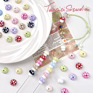 สร้อยข้อมือ DIY ลูกปัดดอกเห็ดลายจุดโลหะผสมทำมือ เครื่องประดับแฟชั่น ลูกปัดอเนกประสงค์ ลูกปัดตกแต่ง ชิ้นส่วนอื่น ๆ