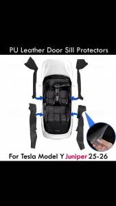 4PCS PU Leather Front & Rear Door Sill Protectors for Tesla Model Y Juniper 2026 2025 Door Sill Entry Guard Covers