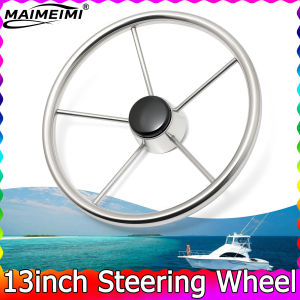 13 Inch Boat Stainless Steel Steering Wheel Mirror Polished Steering Wheel For Marine Yacht Boat Accessories 5 Spoke