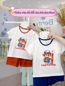 Bộ cộc tay cài vai phối viền BENTY in hình School BT112  đồ bộ chính hãng cho bé trai bé gái