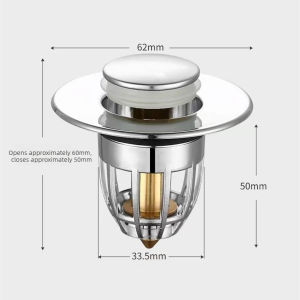 Universal Chrome Push Rebound Drain Stopper Pop Up Filter With Hair Catcher For Bathroom Kitchen Bathtub Wash Basin Sink