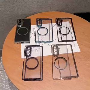 Premium Luxury Plating Transparent for Magsafe Phone Case for Galaxy Z Fold 8 Ultra 7 6 5 4 Glass Screen Film Full-Protect Cover